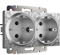 Розетка с заземлением без рамки Werkel Hammer 1-м. 2-мод. серебряный